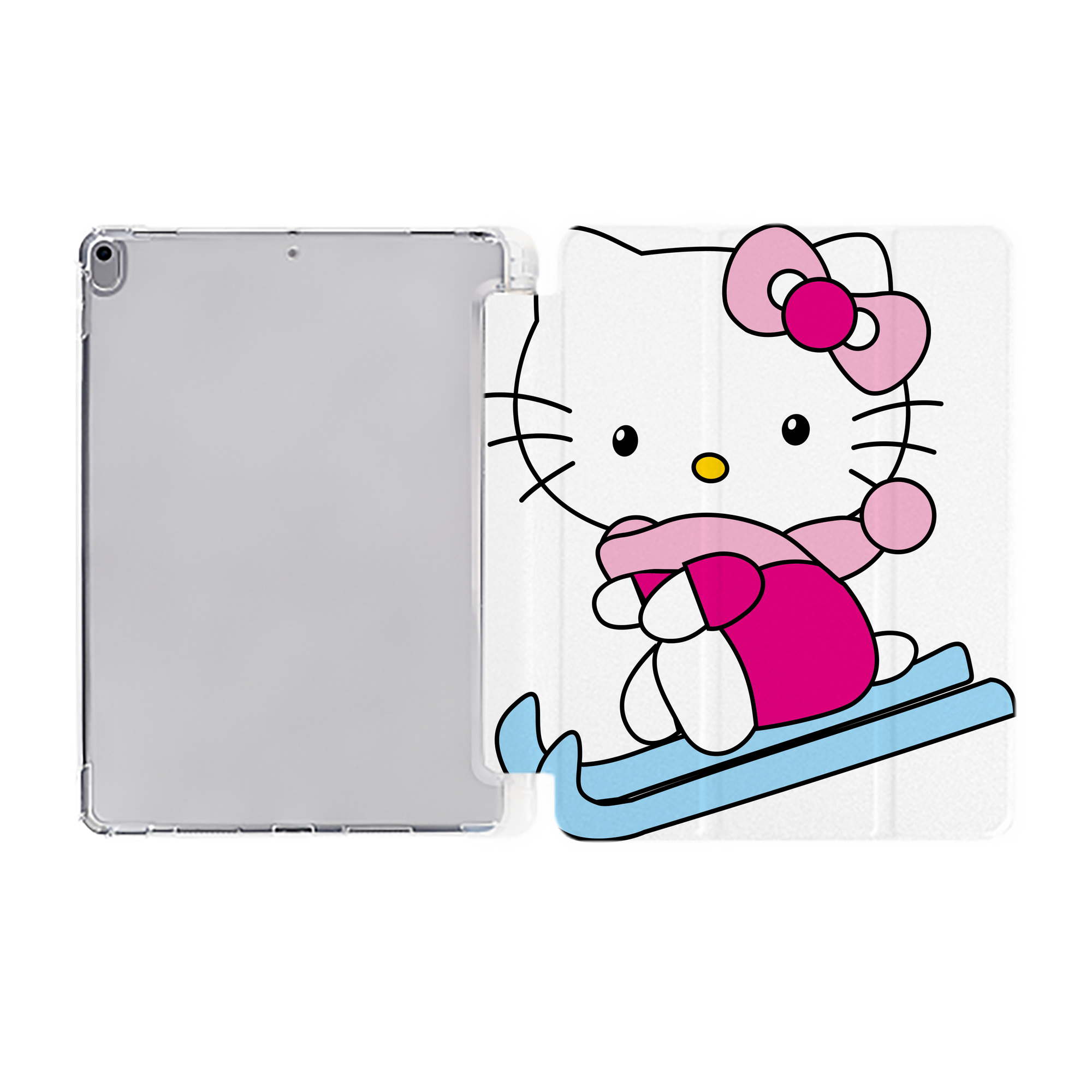 （画像用） Hello Kitty ハローキティ IPad ケース ペン収納付き 三つ折りスタンド PUレザー×シリコン 対応機種9.5/10.5/10.9インチ